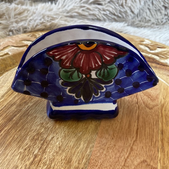 MEXICAN TALAVERA POTTERY NAPKIN HOLDER EUC - Picture 5 of 7